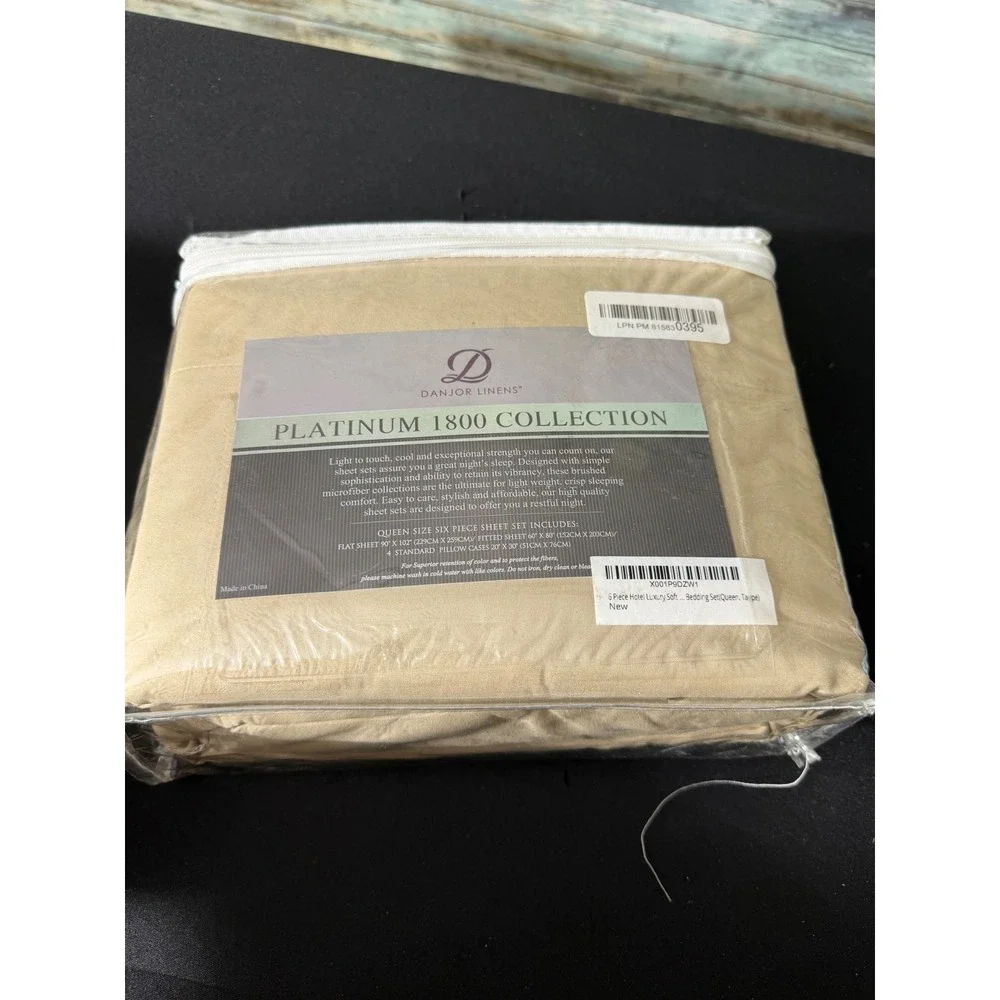 Danjor Linens Sheet Set Queen‎ Taupe Platinum 1800 Collection 6 Piece Microfiber